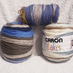 Caron Cakes Lot Of 17oz 4 Medium 80%acrylic 20% Wool Chocolate Mint